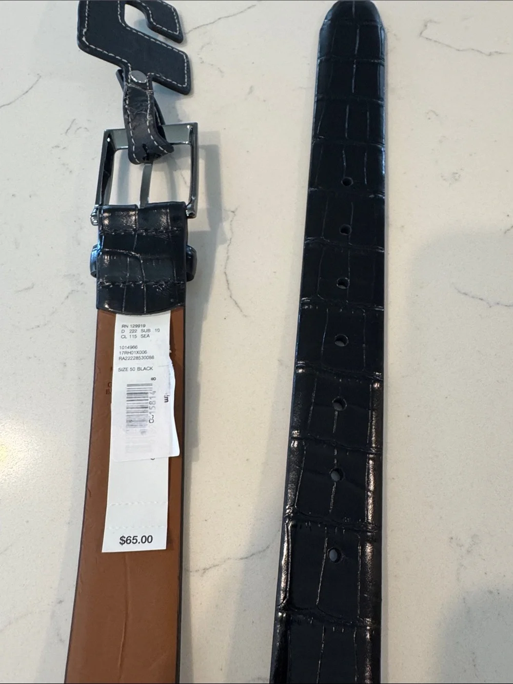 Men's Black Leather Belt 50